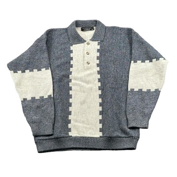 Protege Sweater Mens XL Gray Blue Knit Pullover Wool Alpaca Grandpa Dad 90s USA - Picture 1 of 4